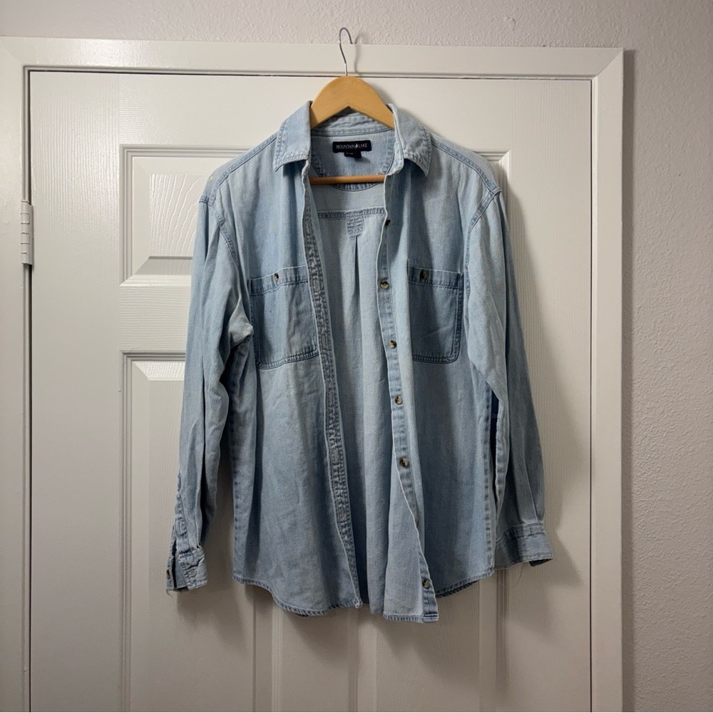 Mountain Lake Denim Blue Button Down Shirt